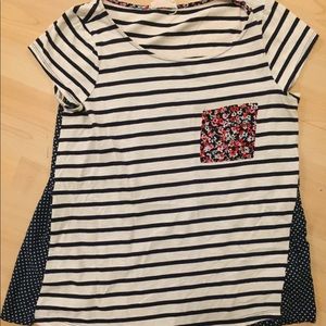 Anthropologie floral striped tank